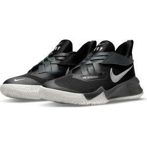 Nike Zoom Flight 2 GS - Kids Basketball Shoes - Black/Metallic Silver/Dark Smoke Grey