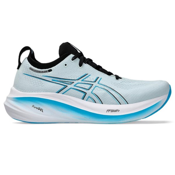 Asics Gel Nimbus 26 - Mens Running Shoes - Cool Grey/Bright Cyan