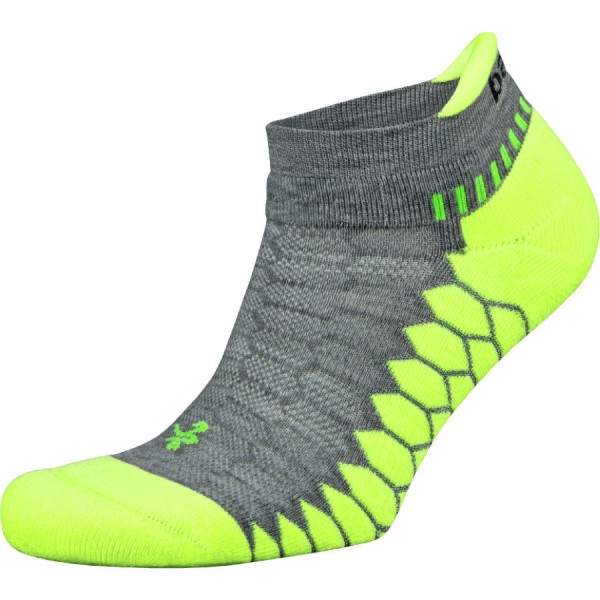 Balega Silver No Show Running Socks - Mid Grey/Neon Lime