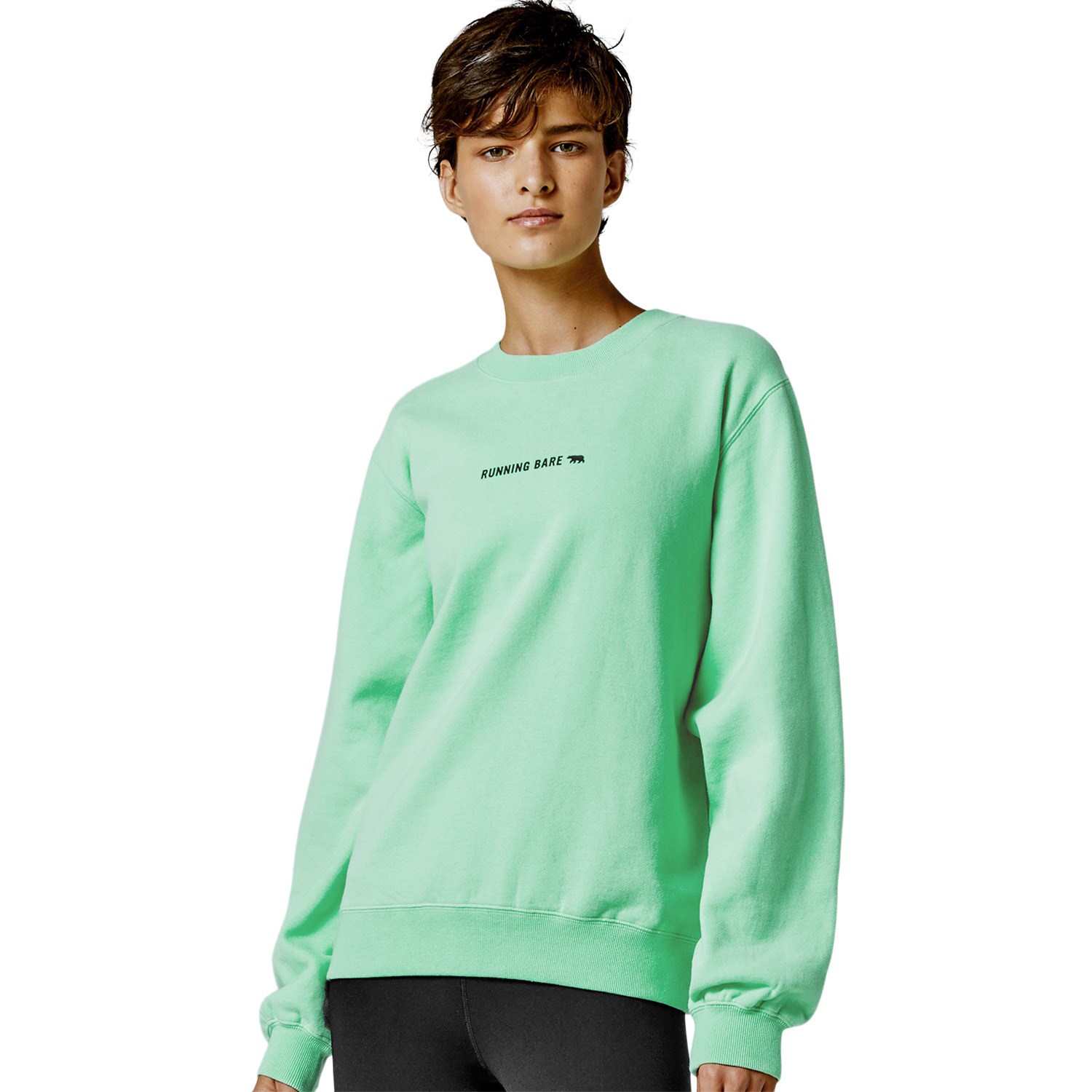 Running Bare Legacy Crew Womens Sweatshirt - Neo Mint | Sportitude