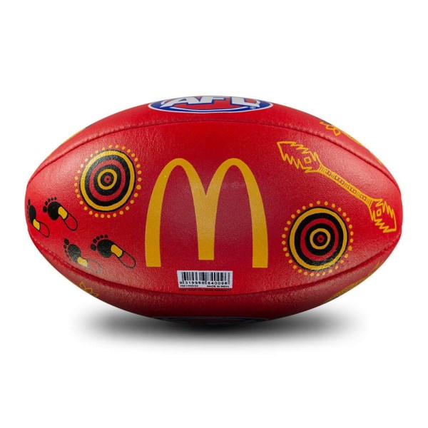 Sherrin Split Leather Sir Doug Nicholls Round McDonalds 2022 AFL Football - Size 5 - Red