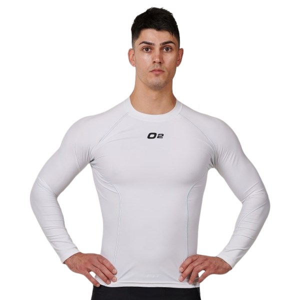 o2fit Mens Compression Long Sleeve Top - White