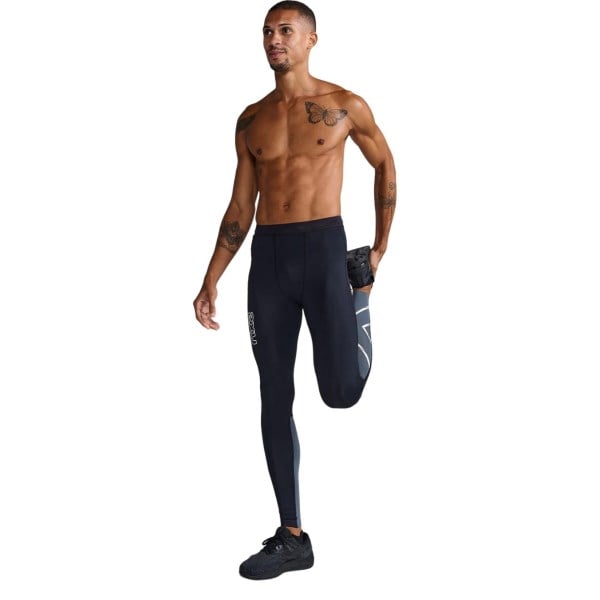 2XU Light Speed React Mens Compression Tights - Black/White Reflective