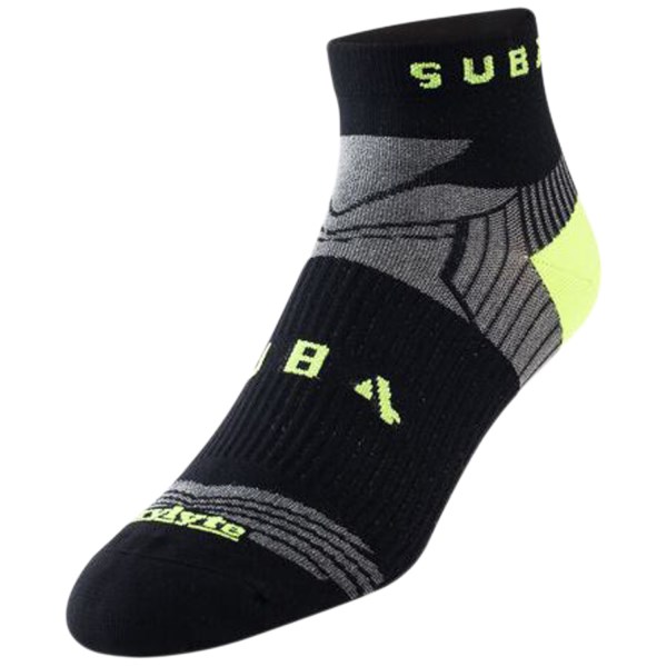 Sub4 Blister Free DryLyte Mid Rise Running Socks - Black/Fluoro