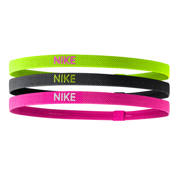 Nike Elastic Sports Headbands - 3 Pack - Volt/Black/Hyper Pink
