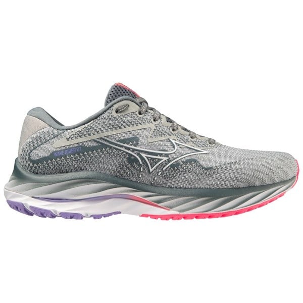 Mizuno Wave Rider 27 - Womens Running Shoes - Pearl Blue/White/High Vis Pink