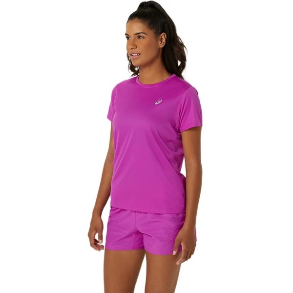 Asics Silver Womens Short Sleeve Running T-Shirt - Bold Magenta