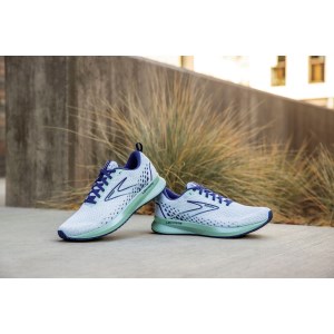 Brooks Levitate 5 - Womens Running Shoes - White/Navy Blue/Yucca