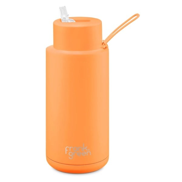 Frank Green Ceramic Reusable Straw Lid 1L Bottle - Neon Orange