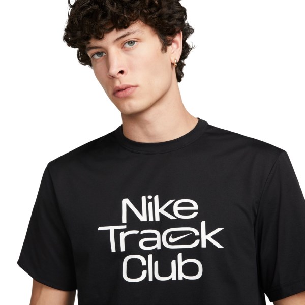 Nike Dri-Fit Track Club Mens Running T-Shirt - Black/Summit White