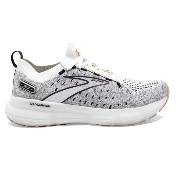 Brooks Glycerin StealthFit 20 - Womens Running Shoes - White/Black/Cream
