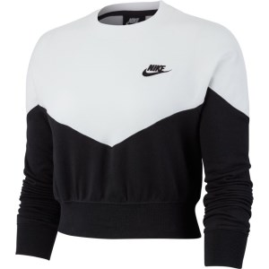 Nike Sportswear Heritage Fleece Crew Womens Sweatshirt - Black/White