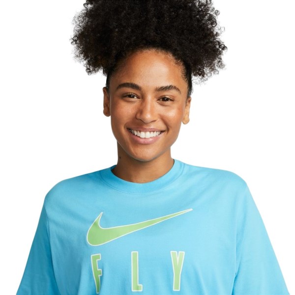 Nike Dri-Fit Swoosh Fly Boxy Womens Training T-Shirt - Baltic Blue