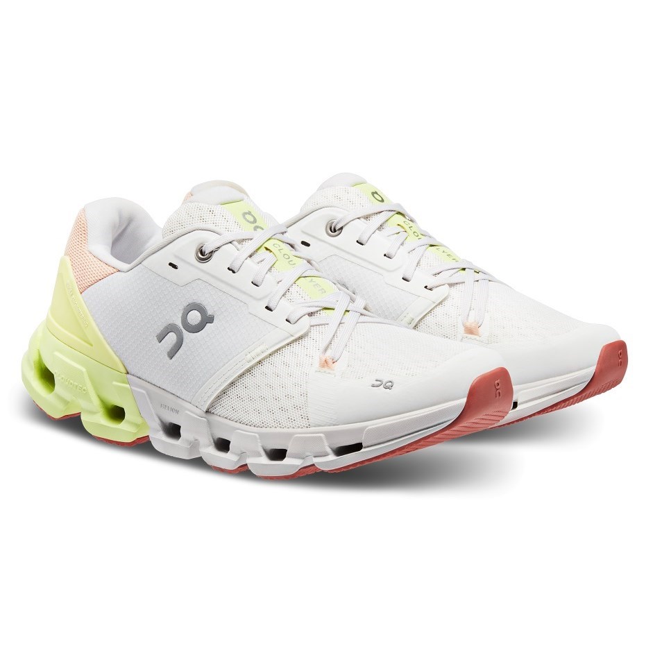On Cloudflyer 4 - Womens Running Shoes - White/Hay | Sportitude