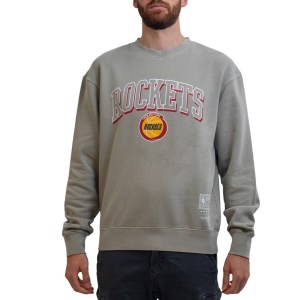 Mitchell & Ness Houston Rockets NBA Vintage Keyline Logo Crew Mens Basketball Sweatshirt - Silver