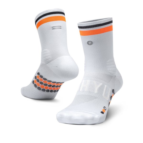 Shyu Half Crew Racing Socks - White/Orange/Black