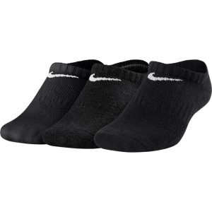 Nike Performance Cushioned No-Show - Kids Training Socks - 3 Pack - Black/White