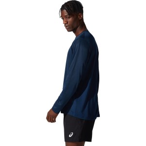 Asics Silver Mens Long Sleeve Running Top - French Blue