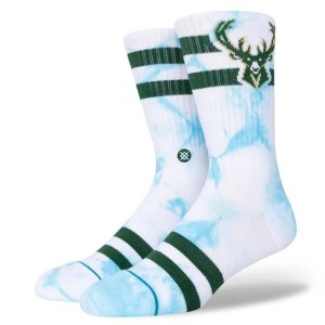 Stance Milwaukee Bucks Dyed NBA Basketball Socks - White/Blue/Green