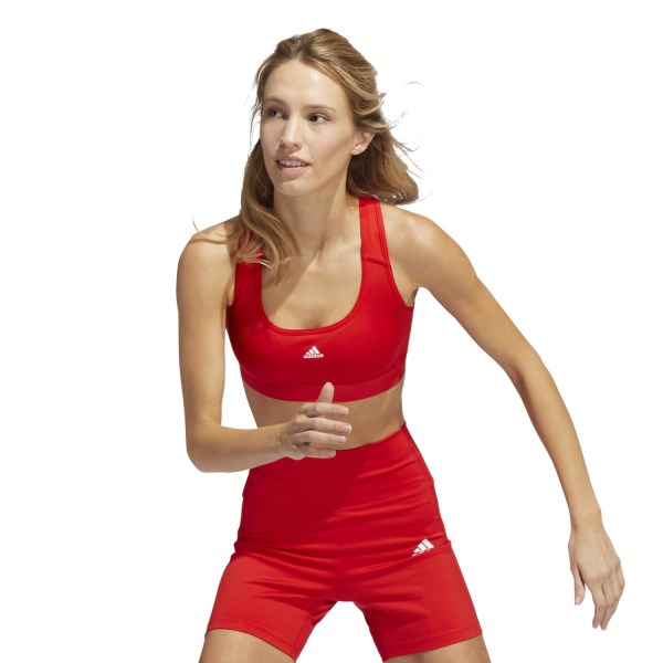 Adidas Powerreact Medium Support Womens Sports Bra - Vivid Red