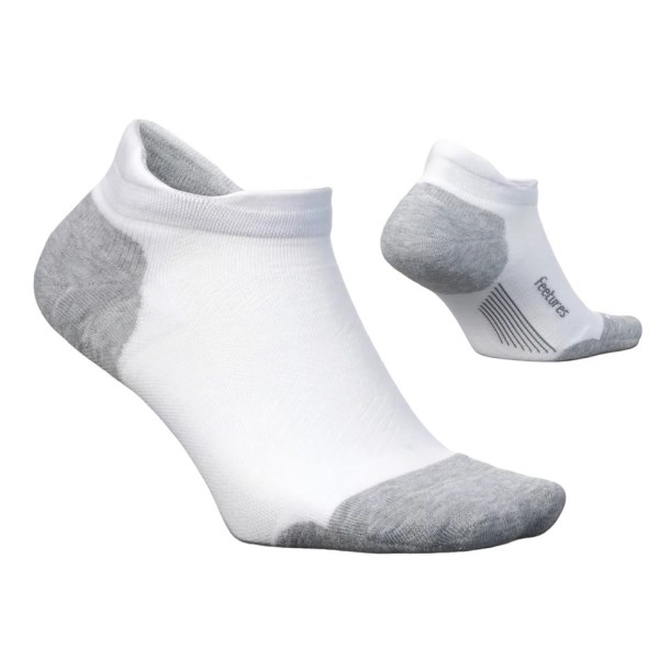 Feetures Elite Max Cushion No Show Tab Running Socks - White