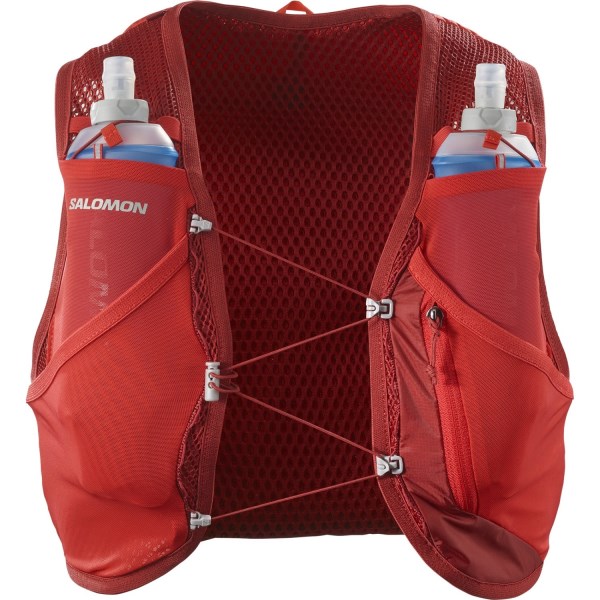 Salomon Active Skin 8 Set - Unisex Trail Running Vest With Flasks - Red Dahlia/High Risk Red