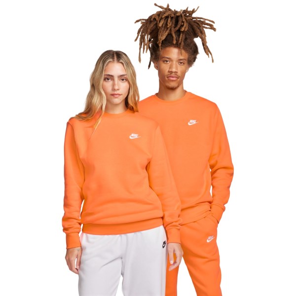 Nike Sportswear Club Crew Mens Sweatshirt - Bright Mandarin/White