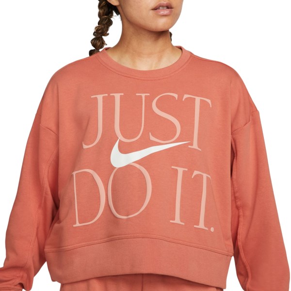 Nike Dri-Fit Get Fit Crew Womens Training Sweatshirt - Madder Root/White