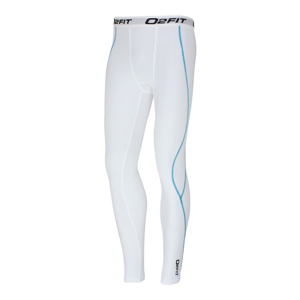 o2fit Mens Compression Pants - White/Blue