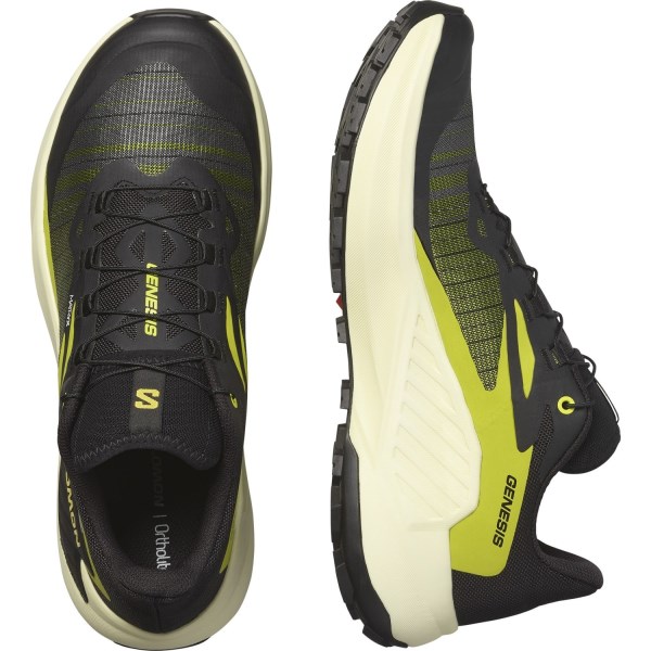 Salomon Genesis - Mens Trail Running Shoes - Black/Sulphur Spring/Transparent Yellow