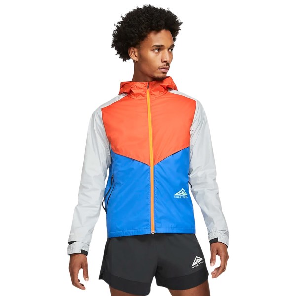 Nike Windrunner Mens Trail Running Jacket - Orange/Signal Blue/Grey Fog/Green Glow