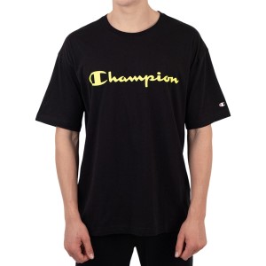 Champion EU Legacy Script Mens T-Shirt - Black/Yellow
