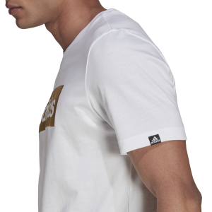 Adidas Foil Box Logo Mens T-Shirt - White/Gold Metallic