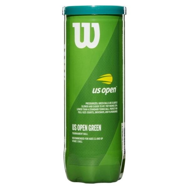 Wilson US Open Green Tournament Tennis Balls - Can of 3 - Green