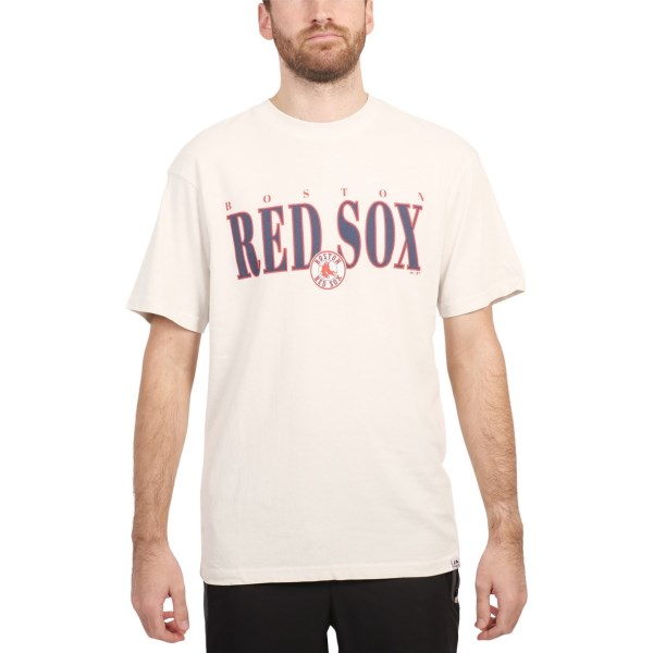Majestic Boston Red Sox Vintage Linear Logo Mens Baseball T-Shirt - White