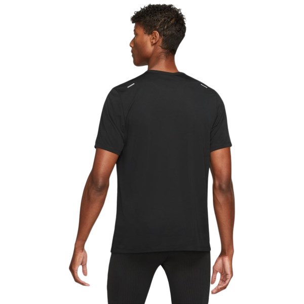 Nike Dri-Fit Rise 365 - Mens Running T-Shirt - Black/Reflective Silver