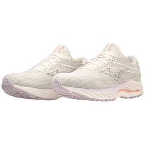 Mizuno Wave Rider 27 - Womens Running Shoes - Snow White/Silver Bullet/Thistle