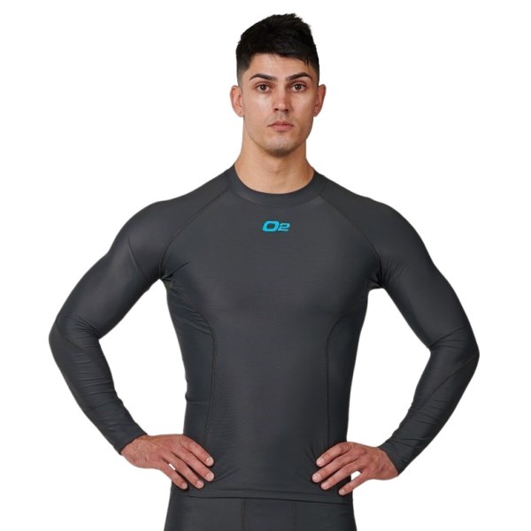 o2fit Mens Compression Long Sleeve Top - Grey