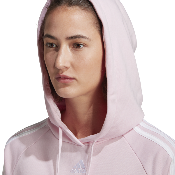 Adidas Essentials 3-Stripes Crop Womens Hoodie - Clear Pink
