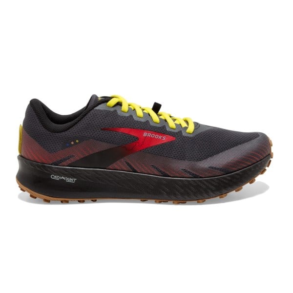 Brooks Catamount - Mens Trail Racing Shoes - Black/Fiery Red/Blazing Yellow
