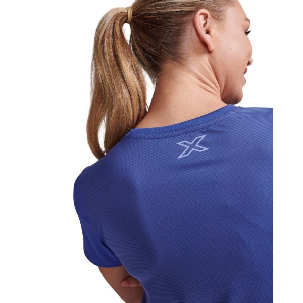 2XU Aero Womens Running T-Shirt - Marlin/Hrdyangea Reflective