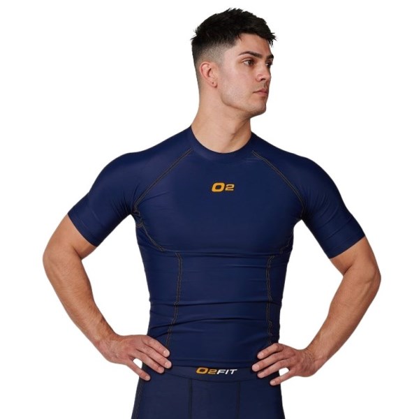 o2fit Mens Compression Short Sleeve Top - Navy