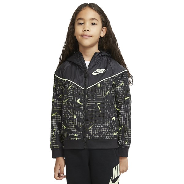 Nike Sportswear Windrunner Full-Zip Kids Jacket - Black/Barely Volt
