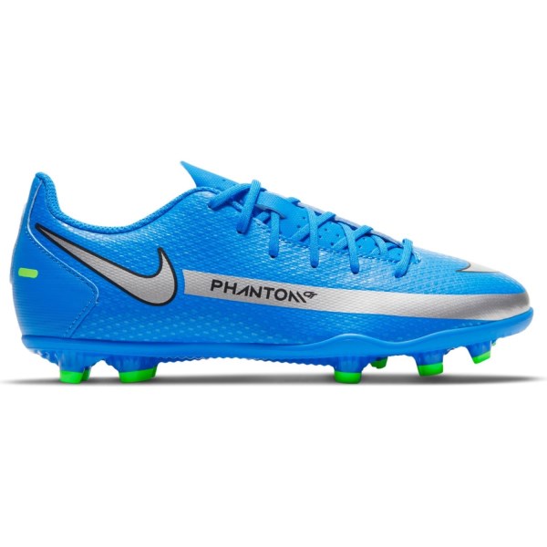 Nike Jr Phantom GT Club MG - Kids Football Boots - Photo Blue/Metallic Silver/Rage Green
