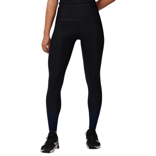 o2fit High Waist Womens Full Length Compression Tights - Black/Navy Mesh