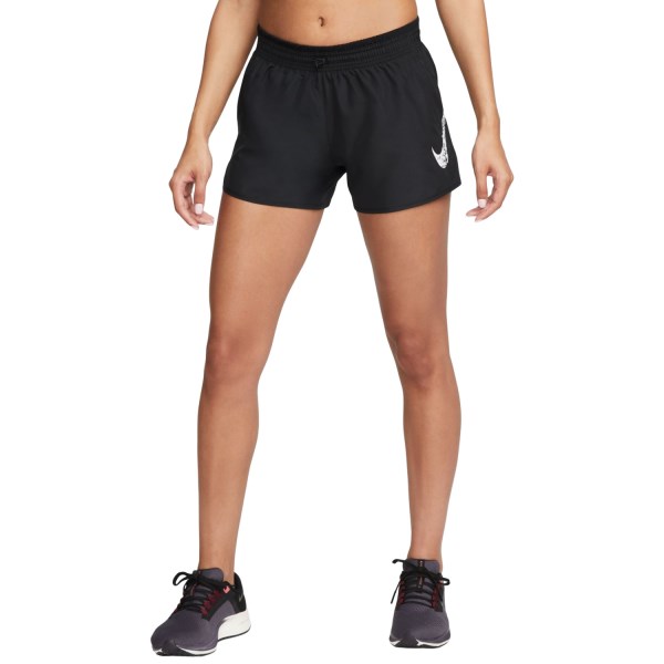 Nike Dri-Fit Swoosh Run Mid-Rise Brief-Lined Womens Running Shorts - Black/White