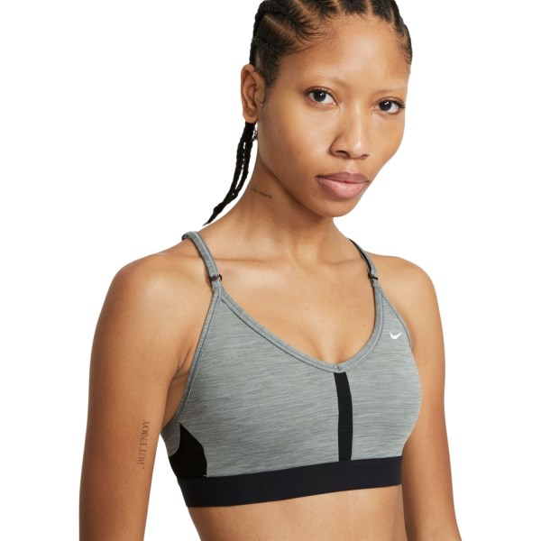 Nike Light Support Padded V Neck Womens Sports Bra - Smoke Grey/Pure Black/White