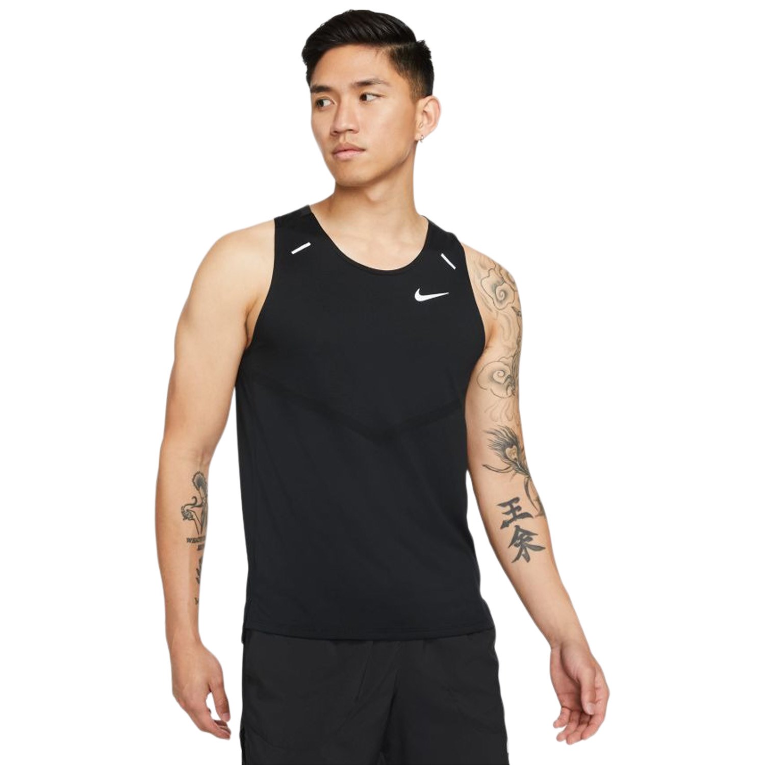 Nike Dri-Fit Rise 365 Mens Running Tank - Black/Reflective Silver ...