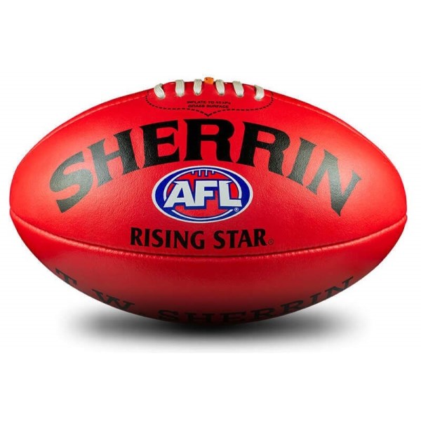 Sherrin Rising Star Leather Football - Size 3 - Red