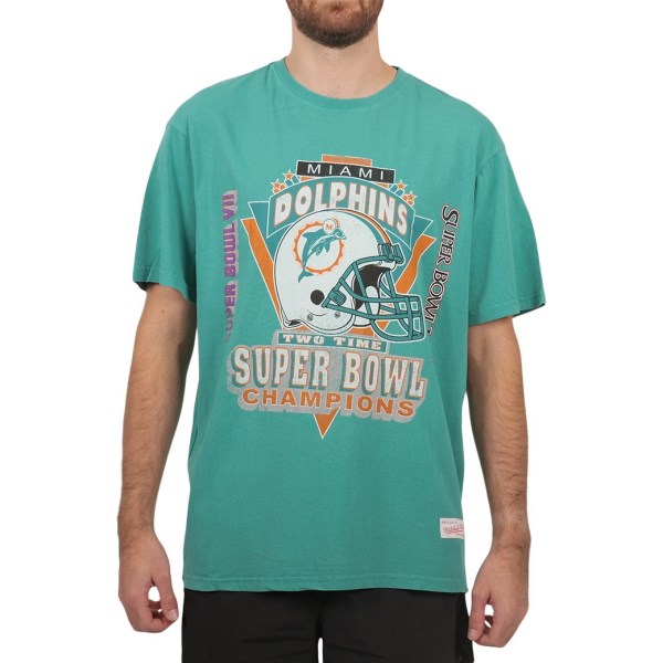 Mitchell & Ness Miami Dolphins Vintage Superbowl NFL Mens T-Shirt - Teal